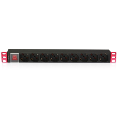 Techly I-CASE STRIP-91U unità di distribuzione dell'energia (PDU) 9 presa(e) AC 1U Nero, Rosso