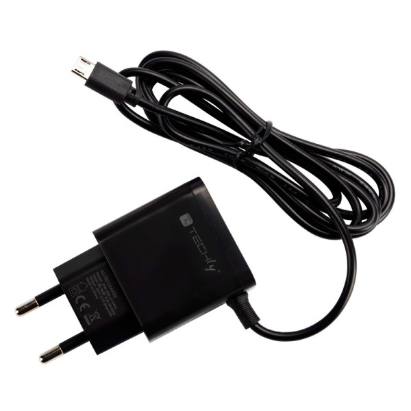 Techly Caricabatterie Alimentatore Micro USB 5V 2.1A per Smartphone Tablet Nero