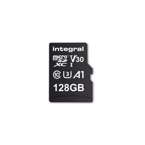 Integral INMSDX128G-100V30 128GB MICRO SD CARD MICROSDXC UHS-1 U3 CL10 V30 A1 UP TO 100MBS READ 45MBS WRITE MicroSD UHS-I